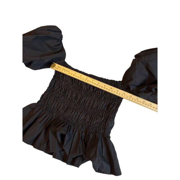 ASTR The Label Womens Black Puff Sleeve Smocked Crop Top Size S Cotton/Polyester - Picture 8 of 9